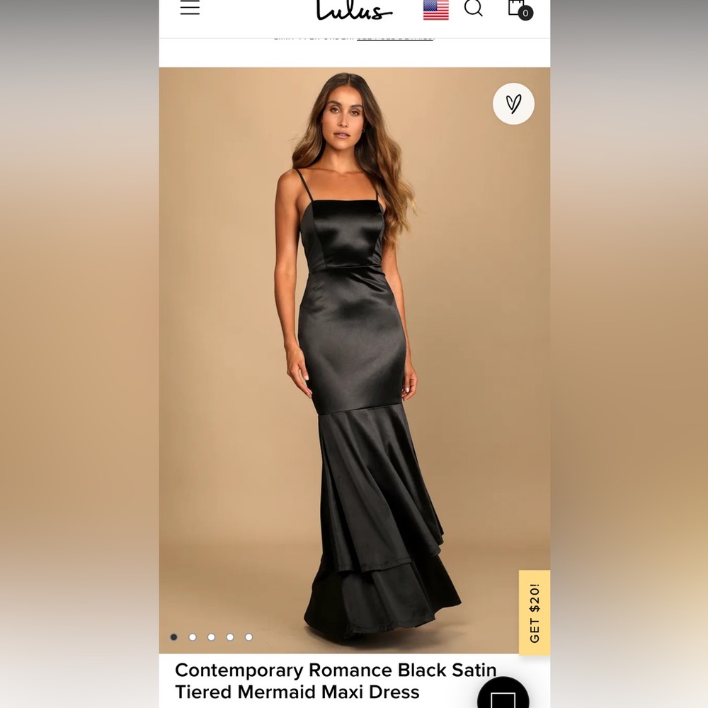 Lulu’s Contemporary Romance Black Satin Tiered Mermaid Maxi Dress